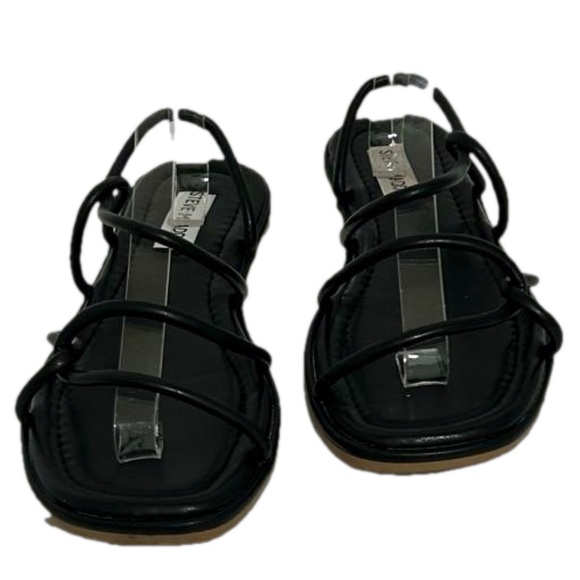 Steve Madden Black Strappy Flat Sandals - Picture 3 of 6